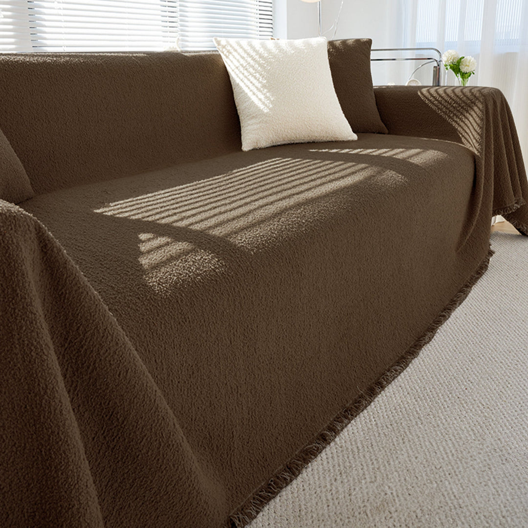 Couch Cover with Soft Textured Design - Living Room - Brown - Oaksoho
