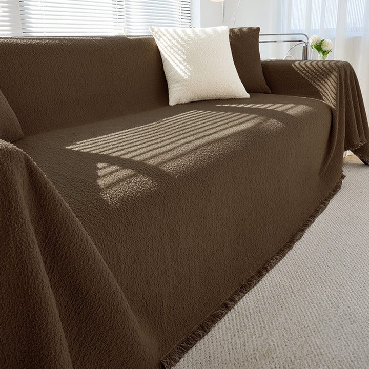Couch Cover with Soft Textured Design - Living Room - Brown - Oaksoho