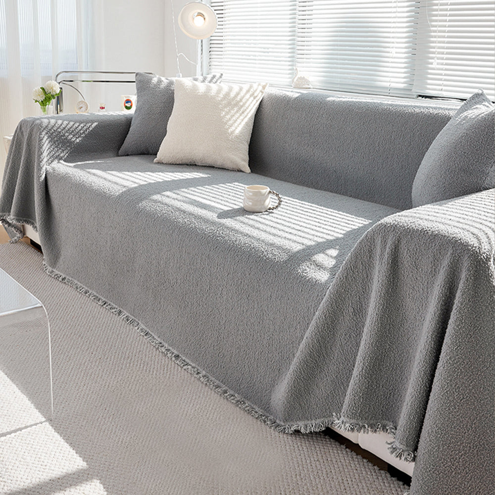 Couch Cover with Soft Textured Design - Living Room - Grey - Oaksoho