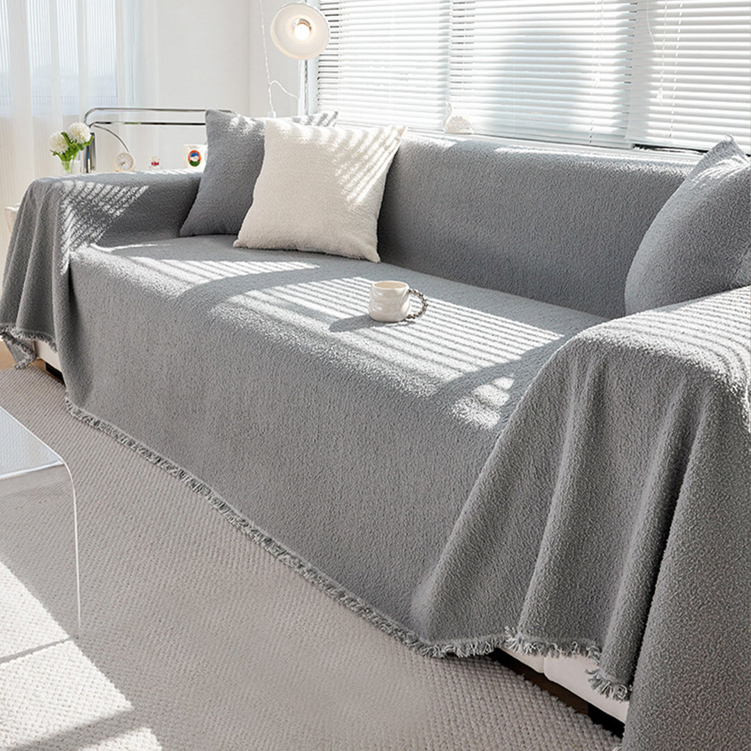 Couch Cover with Soft Textured Design - Living Room - Grey - Oaksoho