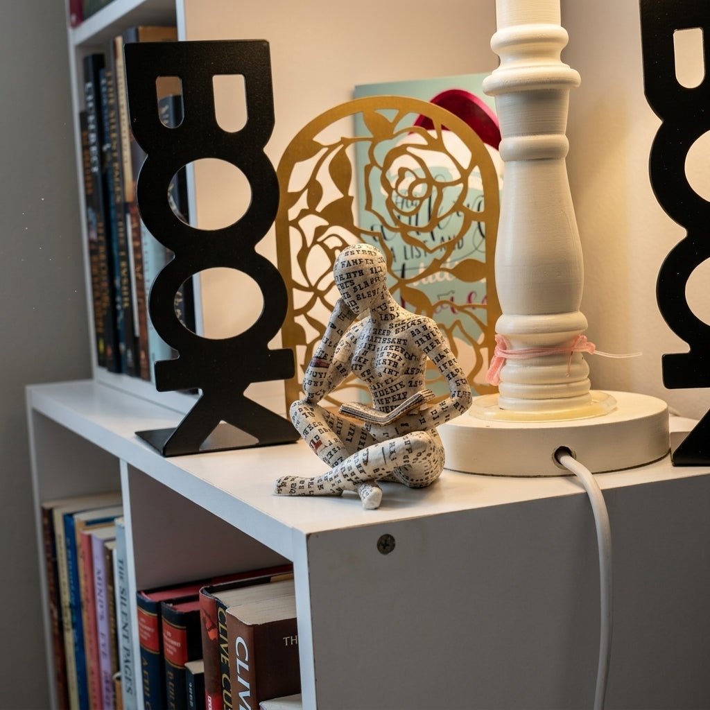 Creative Abstract Book Lover Sitting & Lying Figure Sculpture - Figurines - Relaxed - Oaksoho