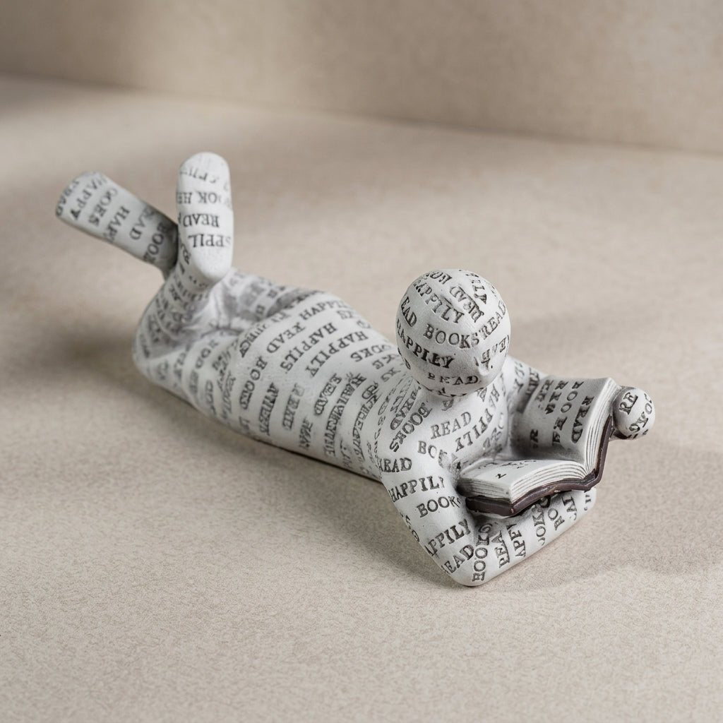 Creative Abstract Book Lover Sitting & Lying Figure Sculpture - Figurines - Home - Oaksoho