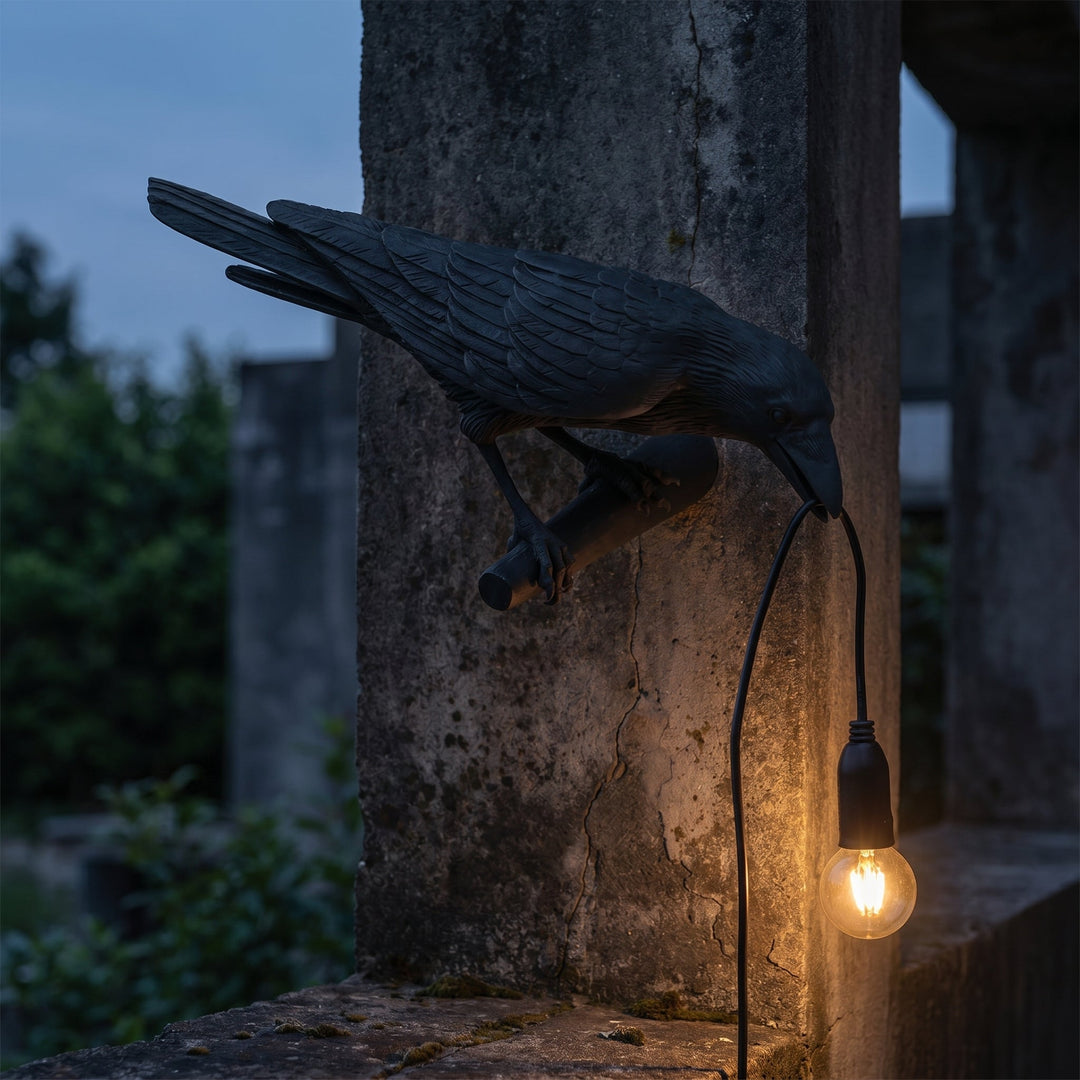 Crow - Shaped Decorative Bird Lamp with Edison Bulb - Table Lamps - Black - Oaksoho