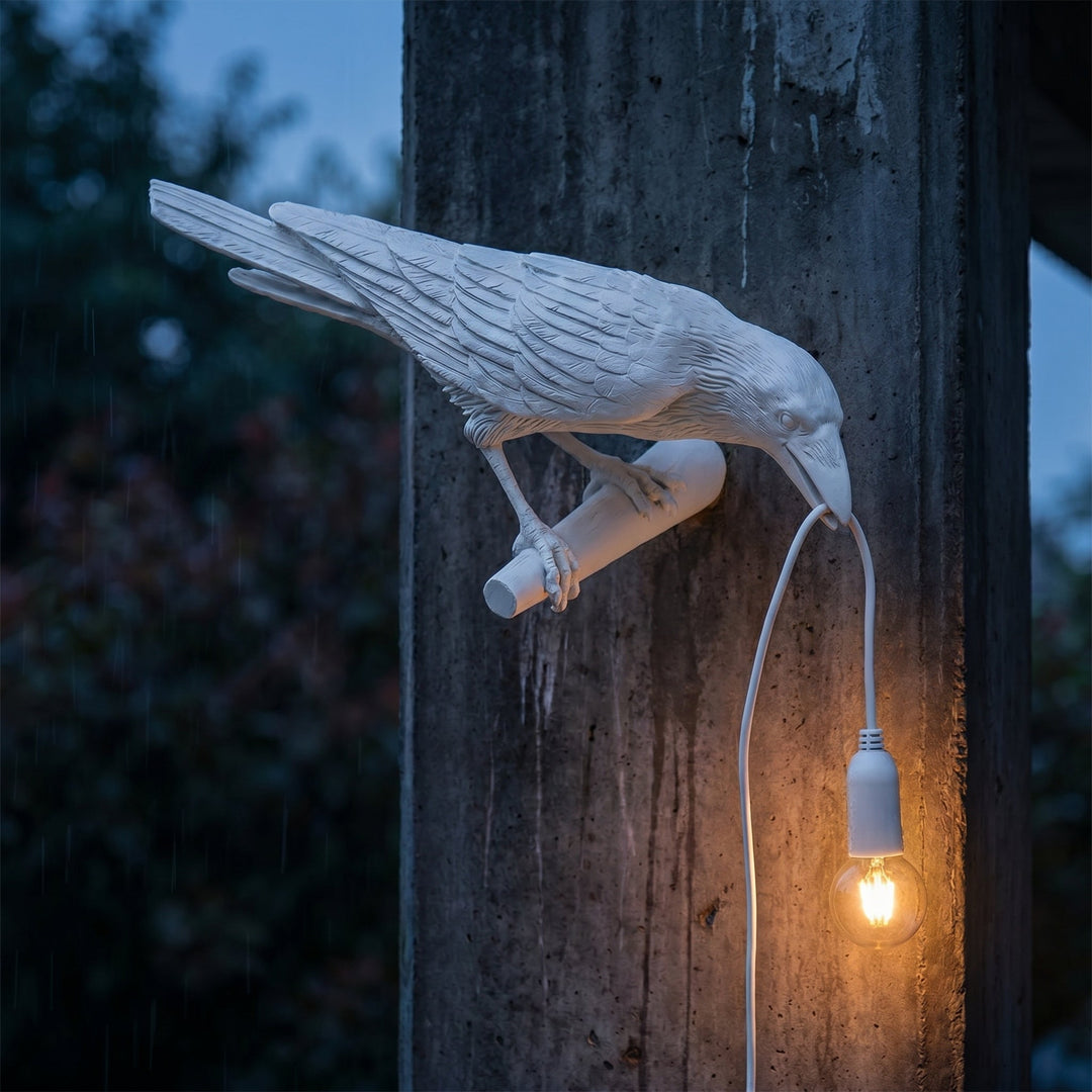 Crow - Shaped Decorative Bird Lamp with Edison Bulb - Table Lamps - White - Oaksoho