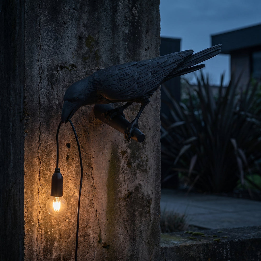 Crow - Shaped Decorative Bird Lamp with Edison Bulb - Table Lamps - Black - Oaksoho