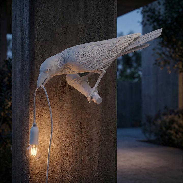 Crow - Shaped Decorative Bird Lamp with Edison Bulb - Table Lamps - White - Oaksoho