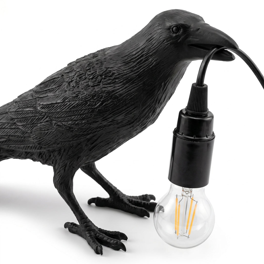 Crow - Shaped Decorative Bird Lamp with Edison Bulb - Table Lamps - Black - Oaksoho