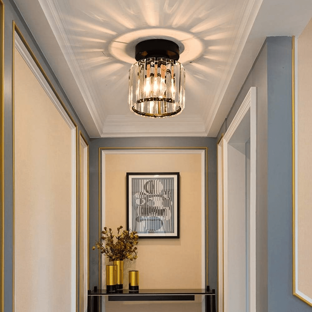 Crystal Square Flush Mount Ceiling Light Fixture - Ceiling Light Fixtures - Black - Oak Soho