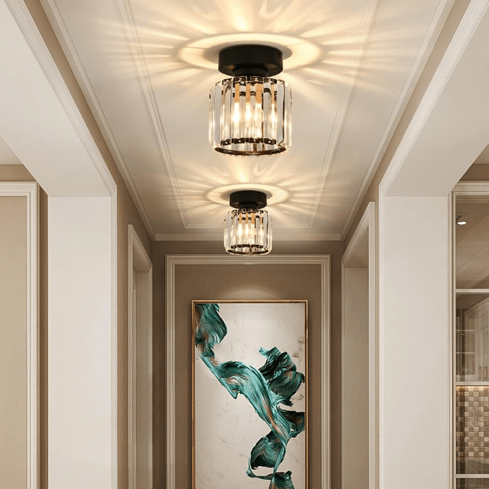 Crystal Square Flush Mount Ceiling Light Fixture - Ceiling Light Fixtures - Black - Oak Soho