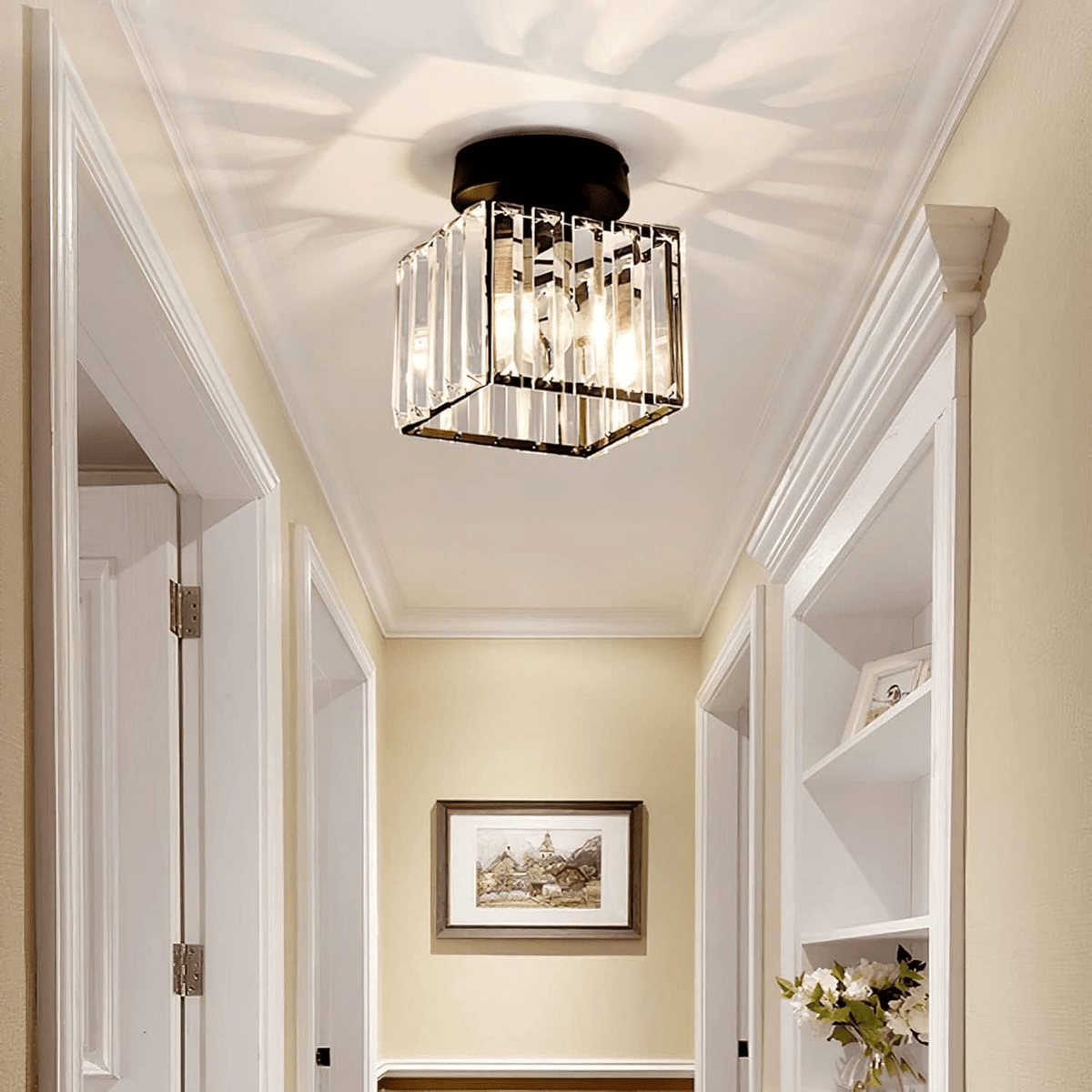 Crystal Square Flush Mount Ceiling Light Fixture - Ceiling Light Fixtures - Black - Oak Soho