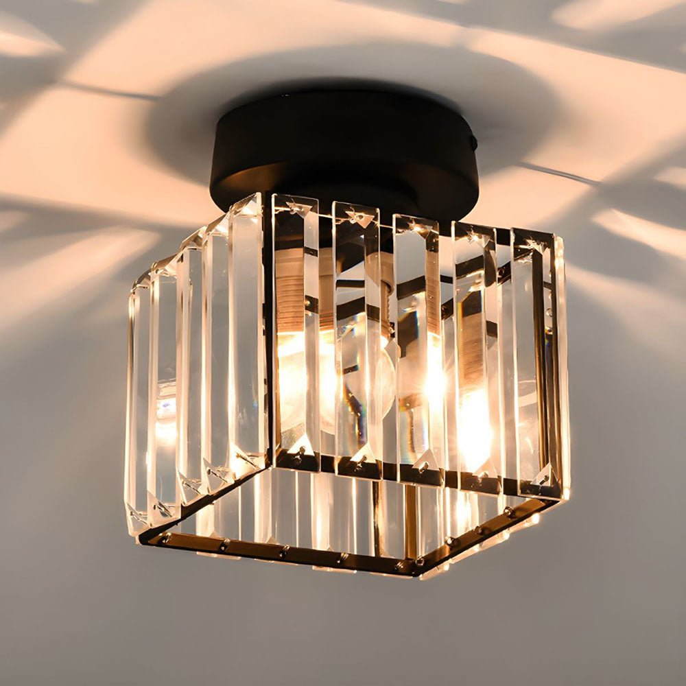Crystal Square Flush Mount Ceiling Light Fixture - Ceiling Light Fixtures - Black - Oak Soho