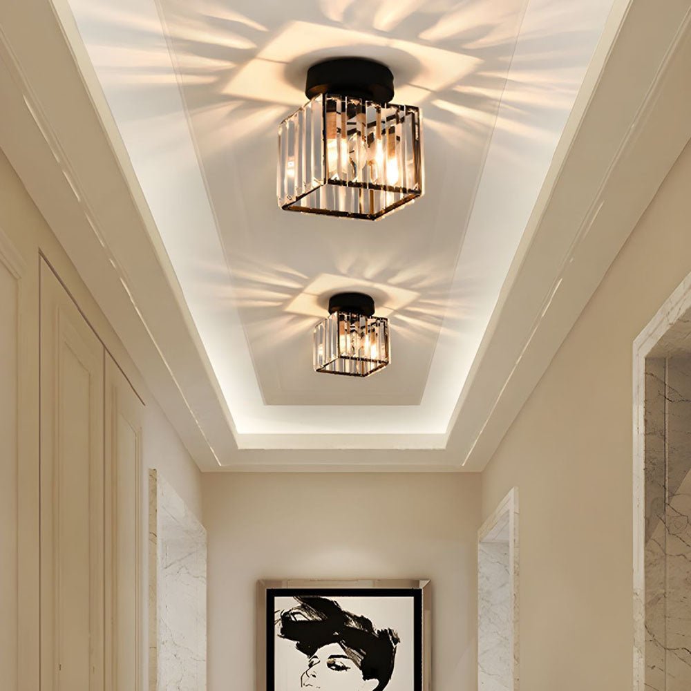 Crystal Square Flush Mount Ceiling Light Fixture - Ceiling Light Fixtures - Black - Oak Soho