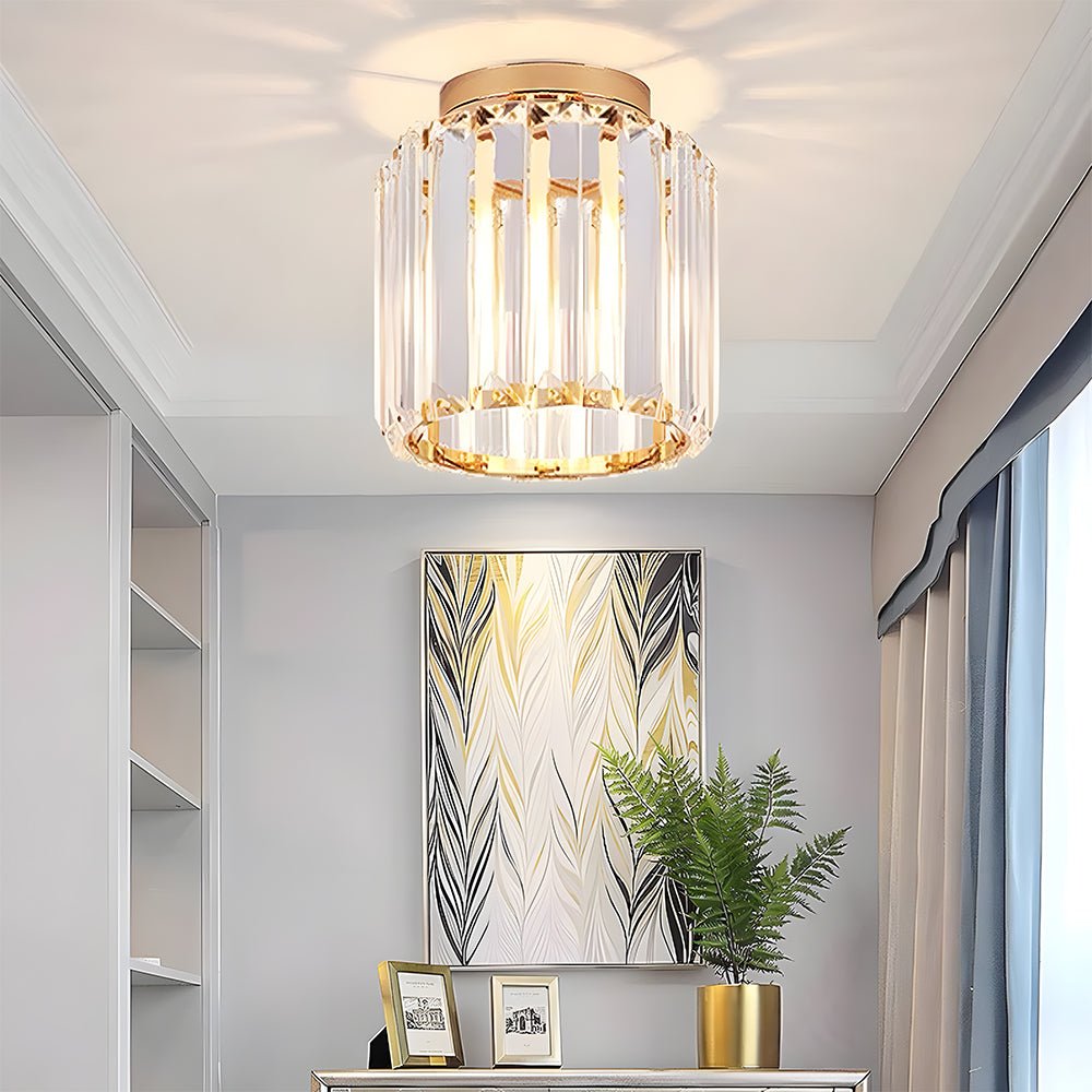 Crystal Square Flush Mount Ceiling Light Fixture - Ceiling Light Fixtures - Gold - Oak Soho
