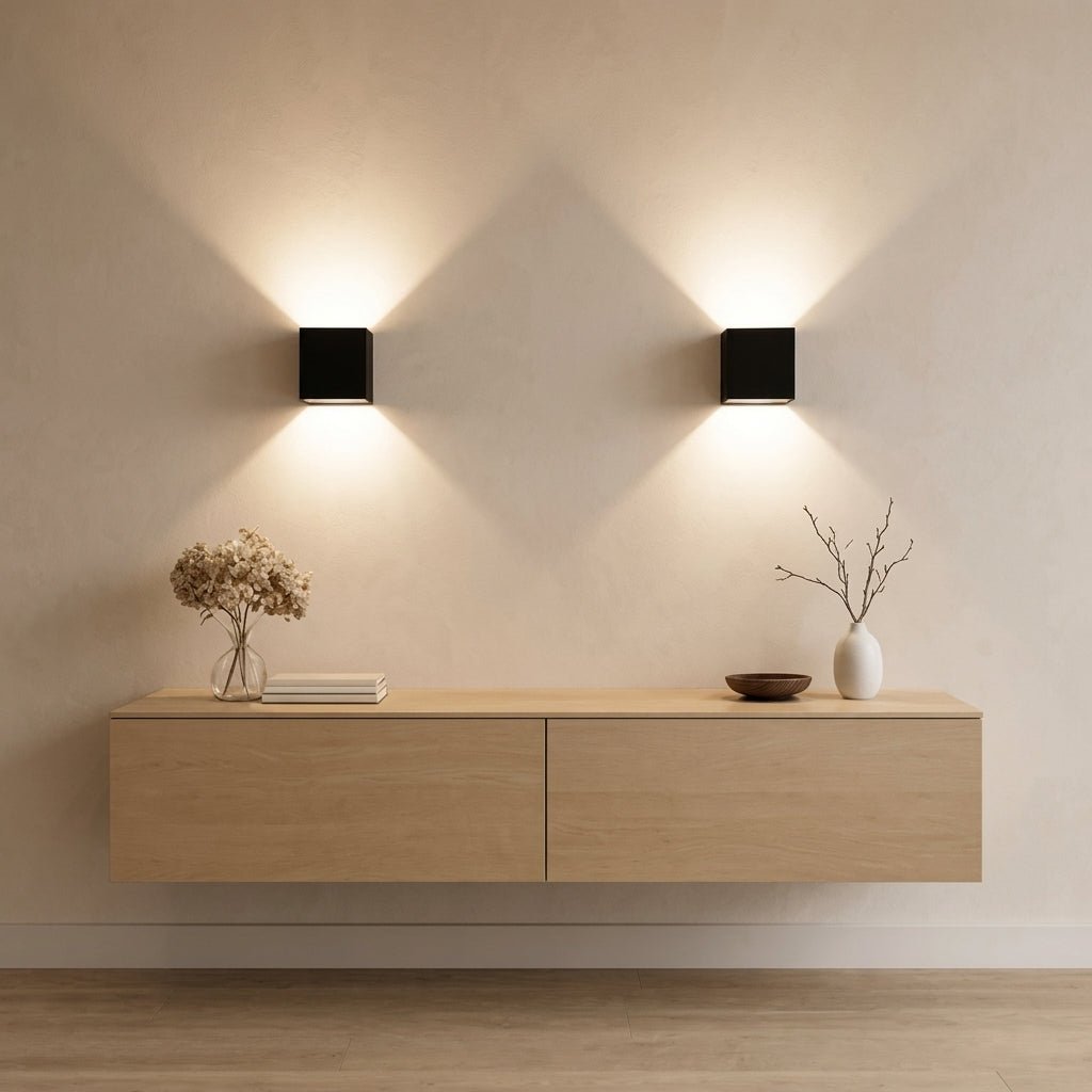 Cube Wall Light with Up and Down Beam Design - Wall Light Fixtures - Black - Oaksoho