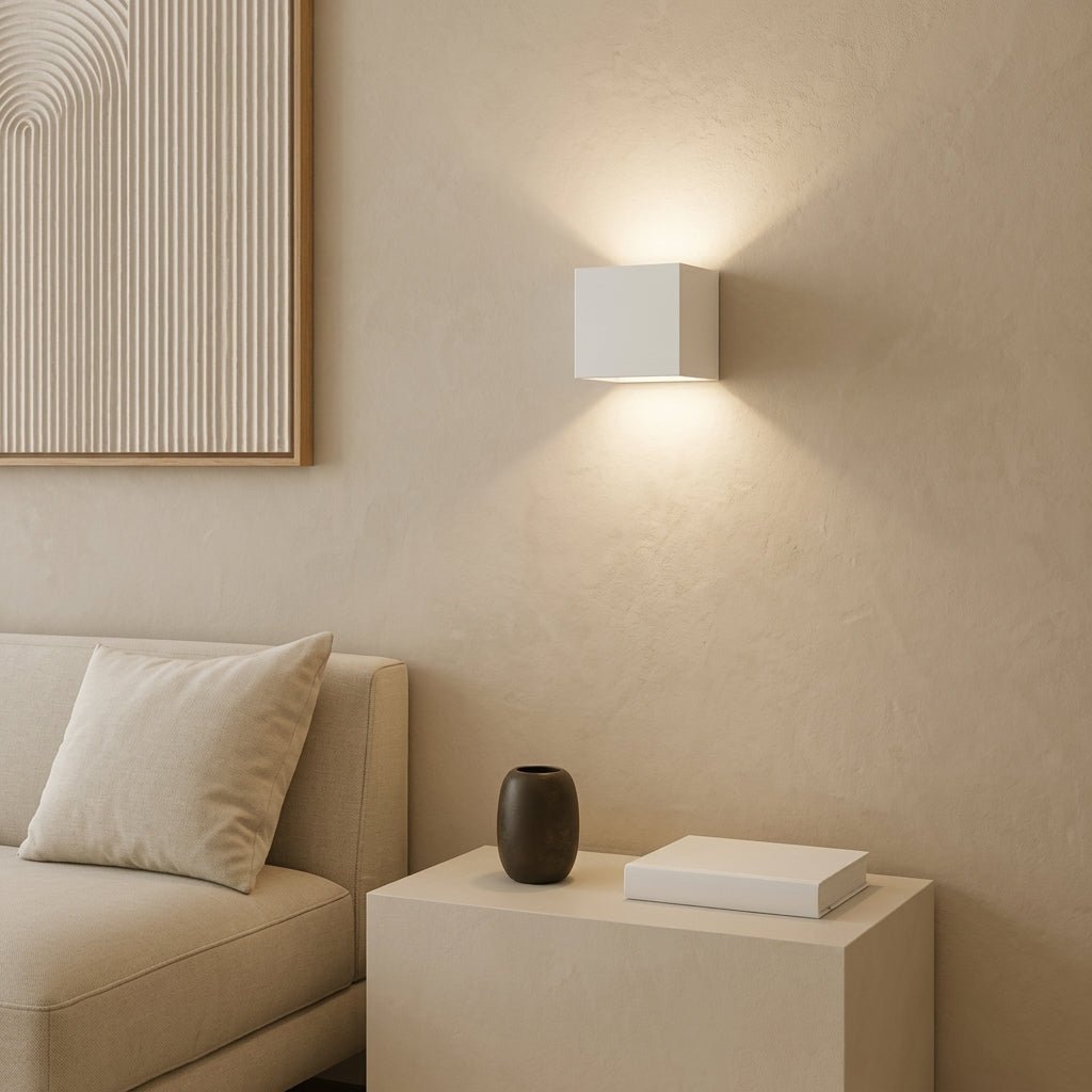 Cube Wall Light with Up and Down Beam Design - Wall Light Fixtures - White - Oaksoho