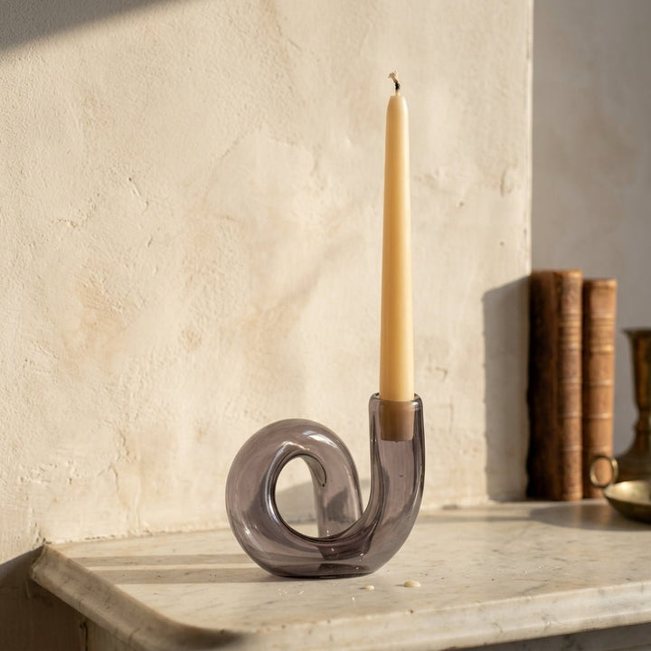 Curved Vase with Candle Holder - Vase - Grey - Oaksoho