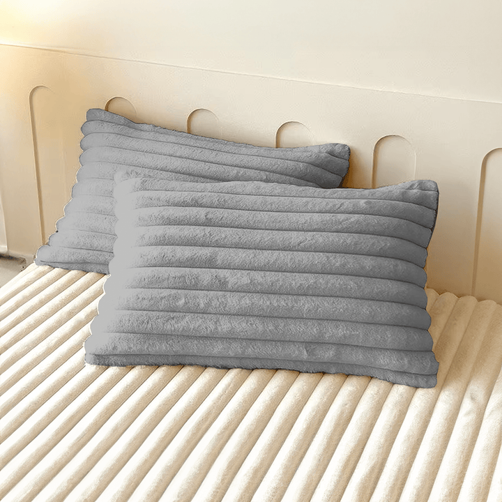 Cushion Cover with Ribbed Texture - Pillowcase - Grey - Oaksoho