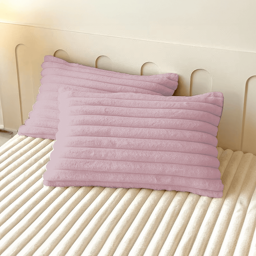 Cushion Cover with Ribbed Texture - Pillowcase - Pink - Oaksoho