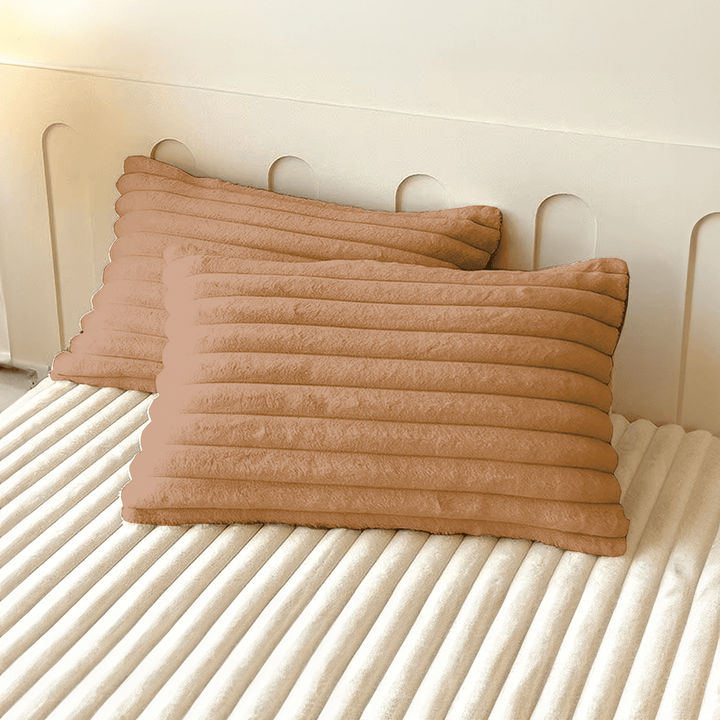 Cushion Cover with Ribbed Texture - Pillowcase - Brown - Oaksoho