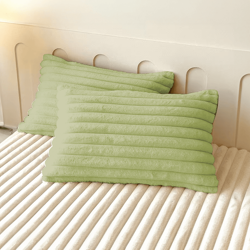Cushion Cover with Ribbed Texture - Pillowcase - Green - Oaksoho