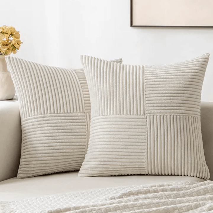 Cushion Cover with Textured Pattern - Pillowcase - Beige - Oaksoho