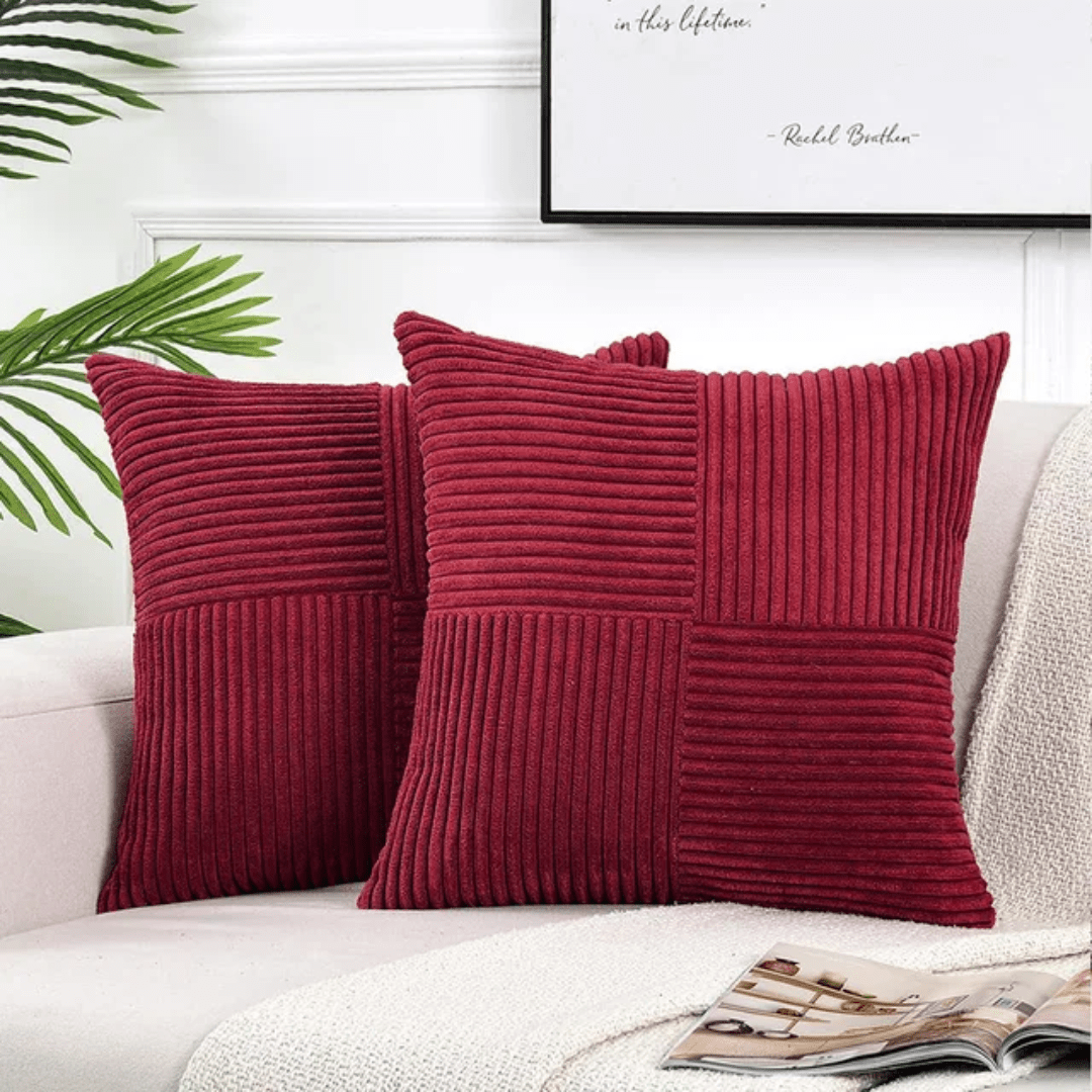 Cushion Cover with Textured Pattern - Pillowcase - Red - Oaksoho