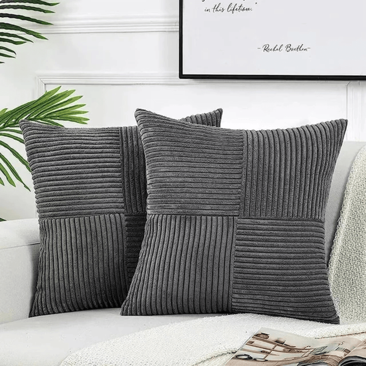 Cushion Cover with Textured Pattern - Pillowcase - Dark Grey - Oaksoho