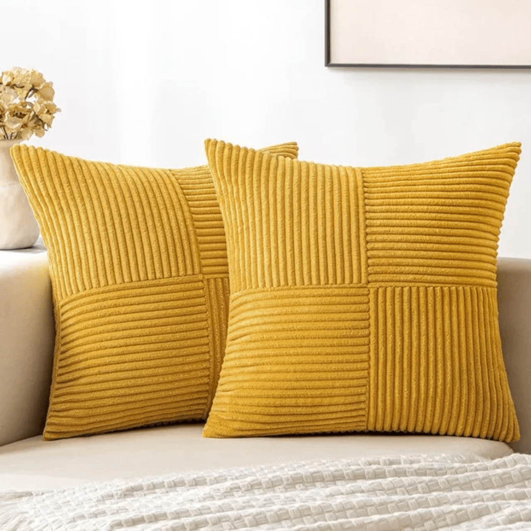 Cushion Cover with Textured Pattern - Pillowcase - Yellow - Oaksoho