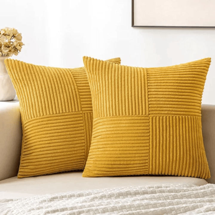 Cushion Cover with Textured Pattern - Pillowcase - Yellow - Oaksoho