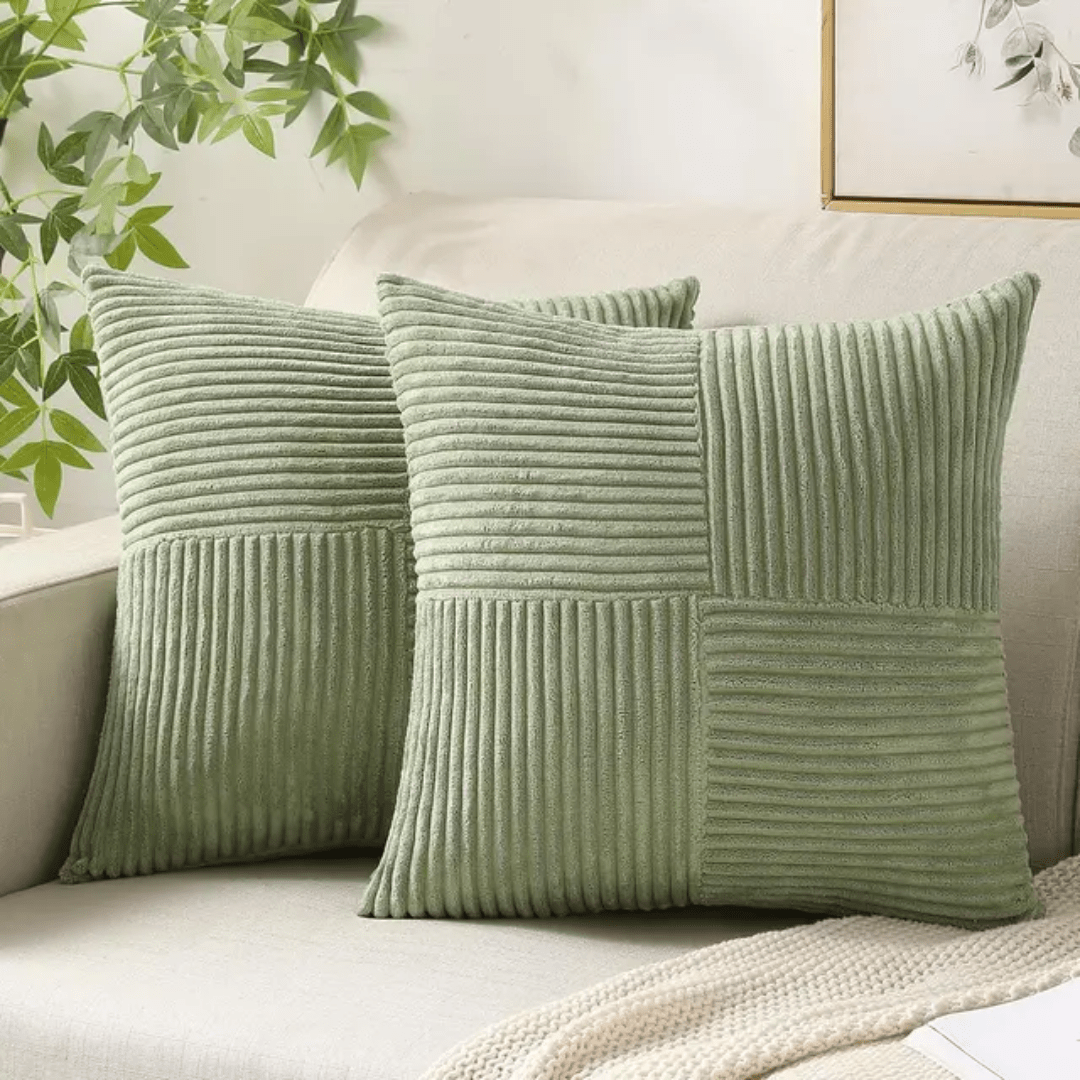 Cushion Cover with Textured Pattern - Pillowcase - Light Green - Oaksoho