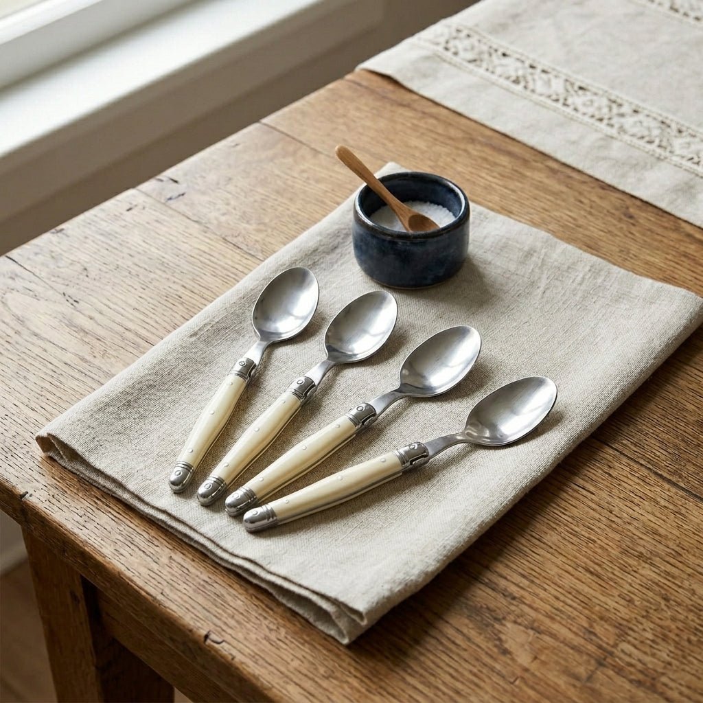 Cutlery Set with Light Handle in Wood Look - Cutlery Set - 4 - piece Set - Oaksoho