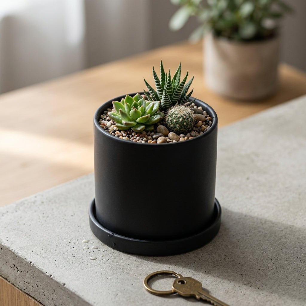 Cylindrical Modern Plant Pot - Plant Pot - Black - Oaksoho