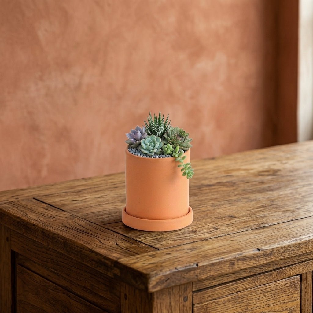 Cylindrical Modern Plant Pot - Plant Pot - Orange - Oaksoho