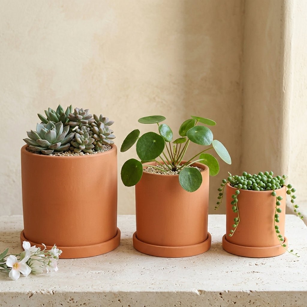 Cylindrical Modern Plant Pot - Plant Pot - Orange - Oaksoho