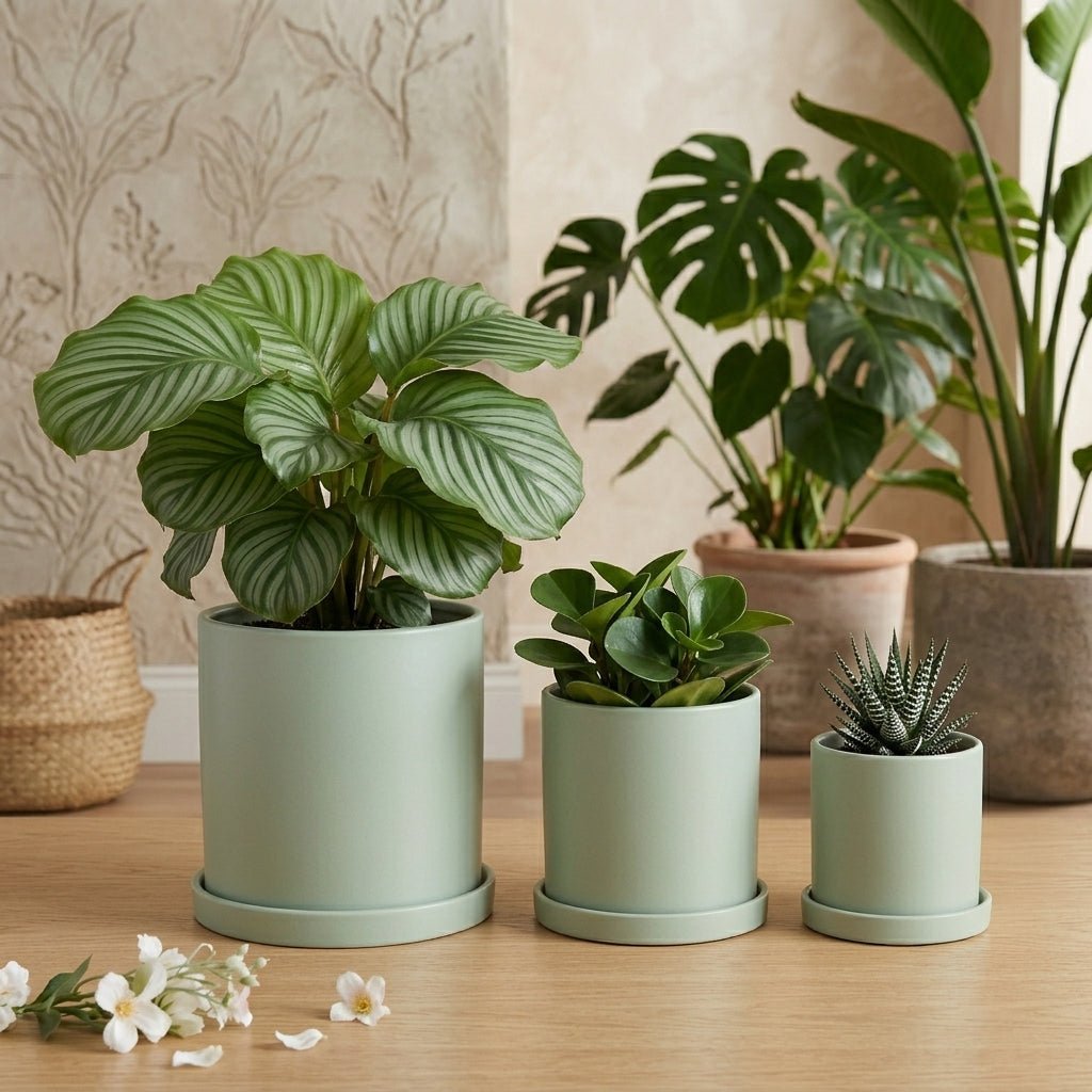 Cylindrical Modern Plant Pot - Plant Pot - Mint Green - Oaksoho