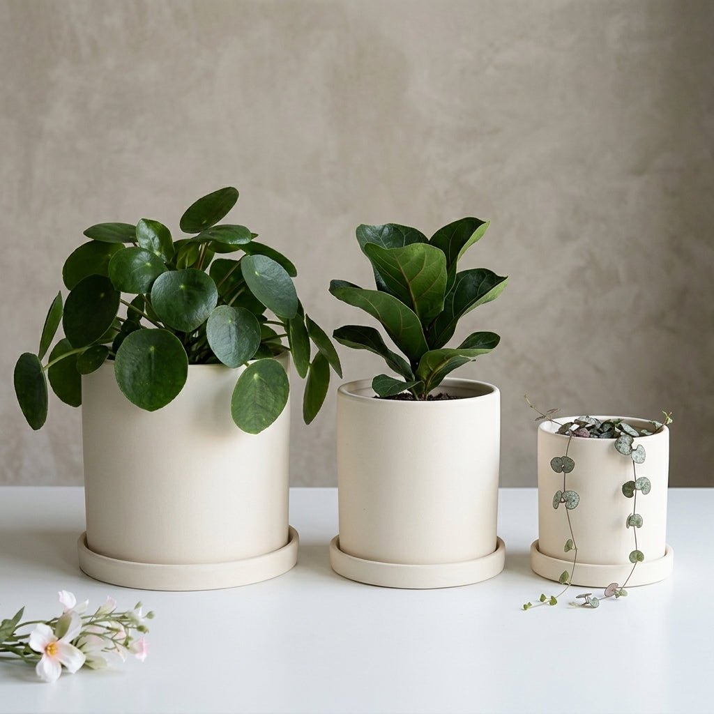 Cylindrical Modern Plant Pot - Plant Pot - White - Oaksoho