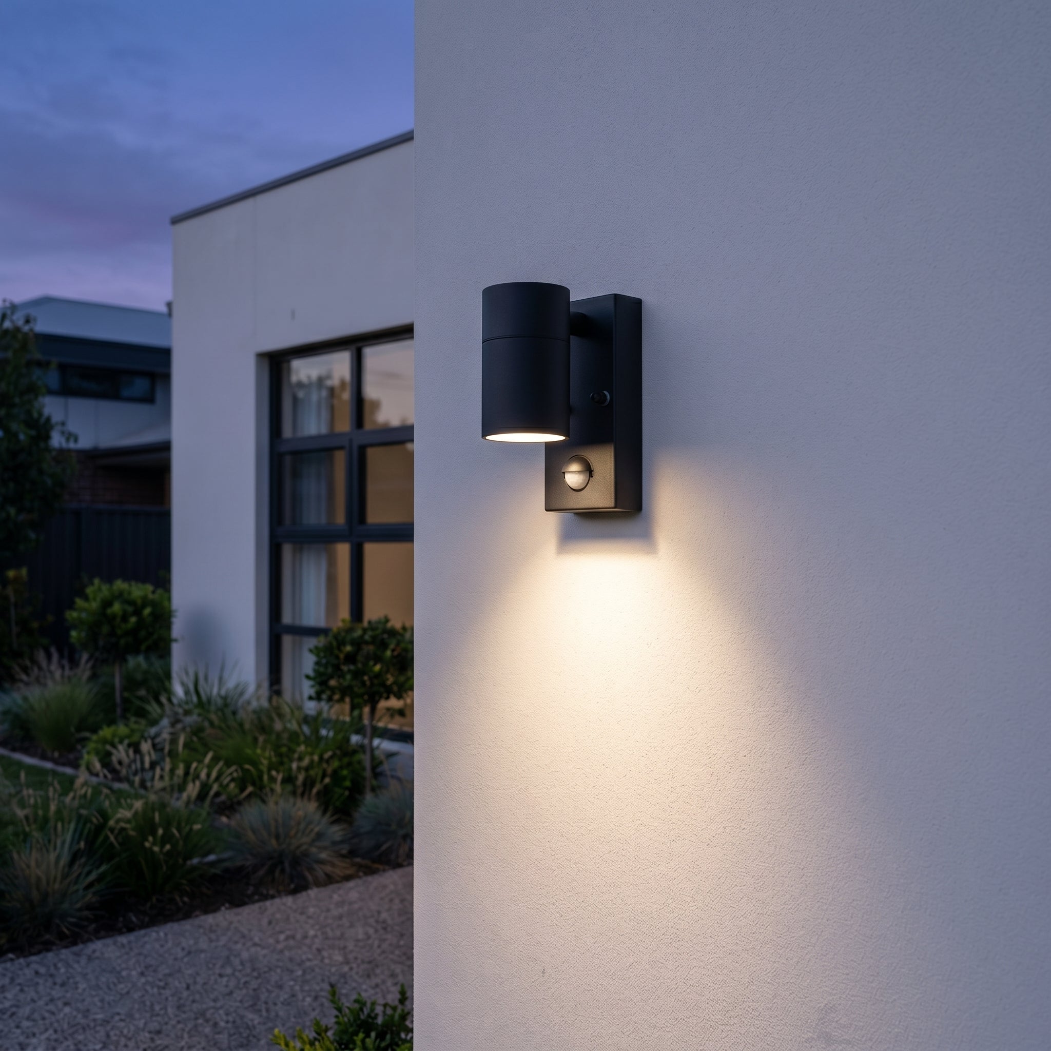 Cylindrical Outdoor Wall Light with Motion Sensor - Wall Light - Oaksoho