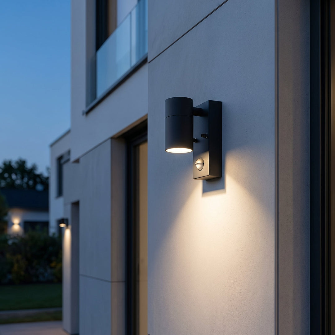 Cylindrical Outdoor Wall Light with Motion Sensor - Wall Light - Oaksoho