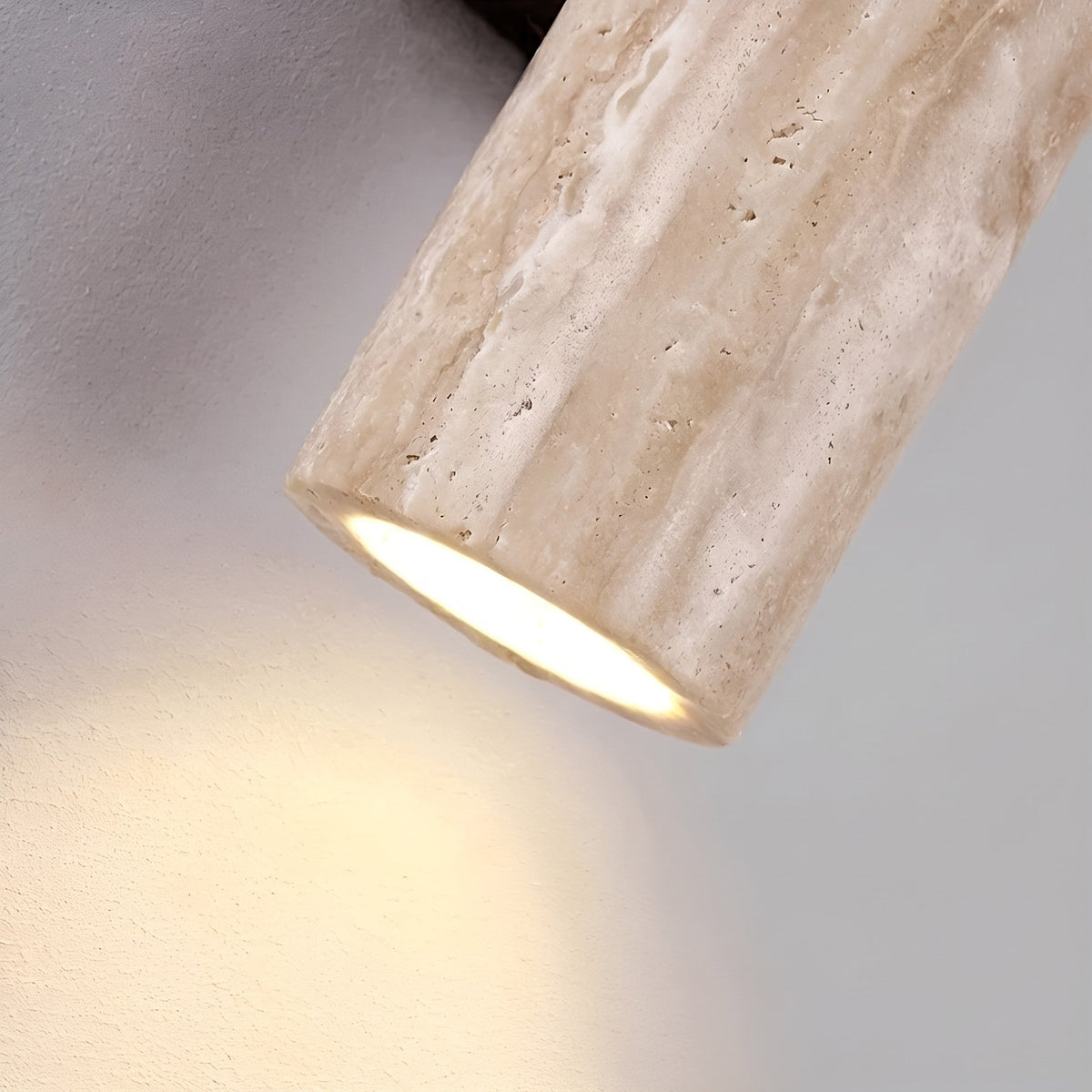 Cylindrical Stone Wall Sconce with Up and Down Lighting - Wall Light Fixtures - Beige - Oaksoho