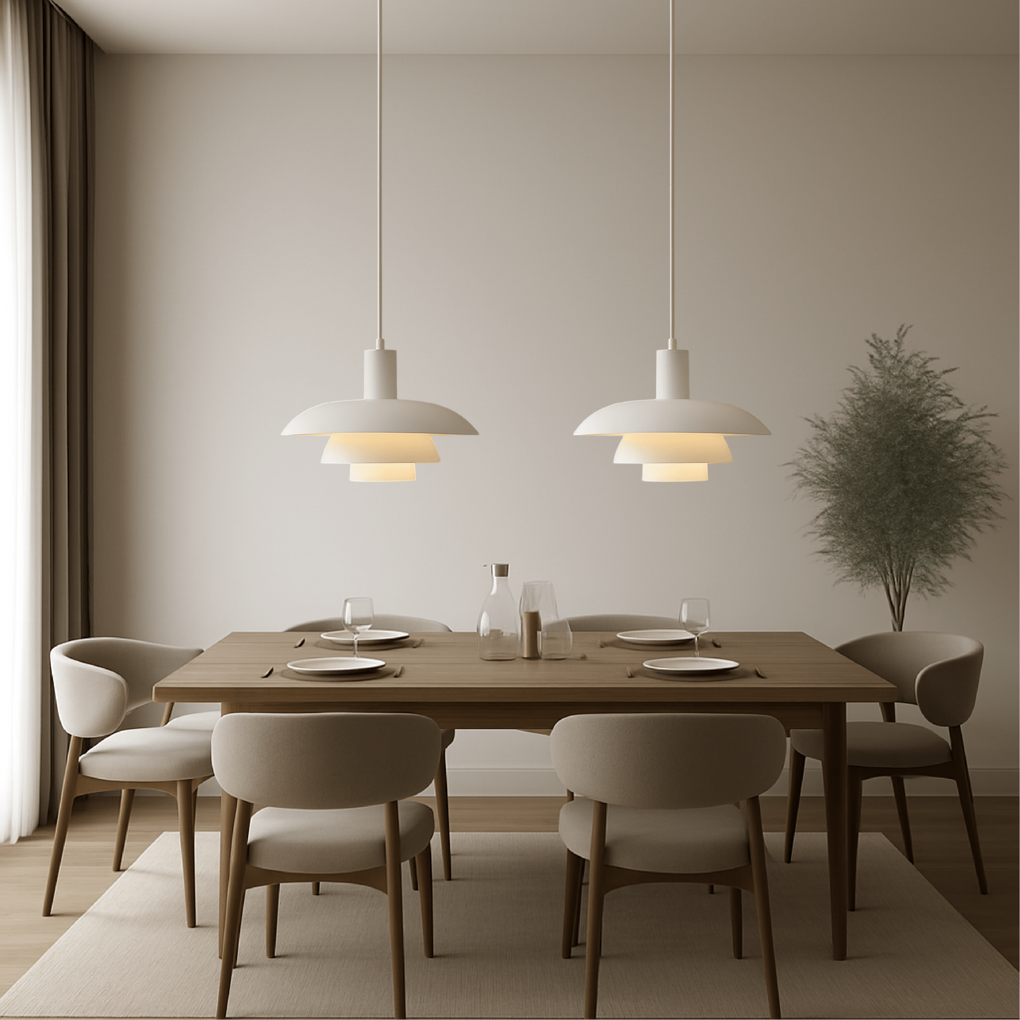 Danish Style LED Pendant Light Modern Design - Deckenleuchte - White - Oaksoho