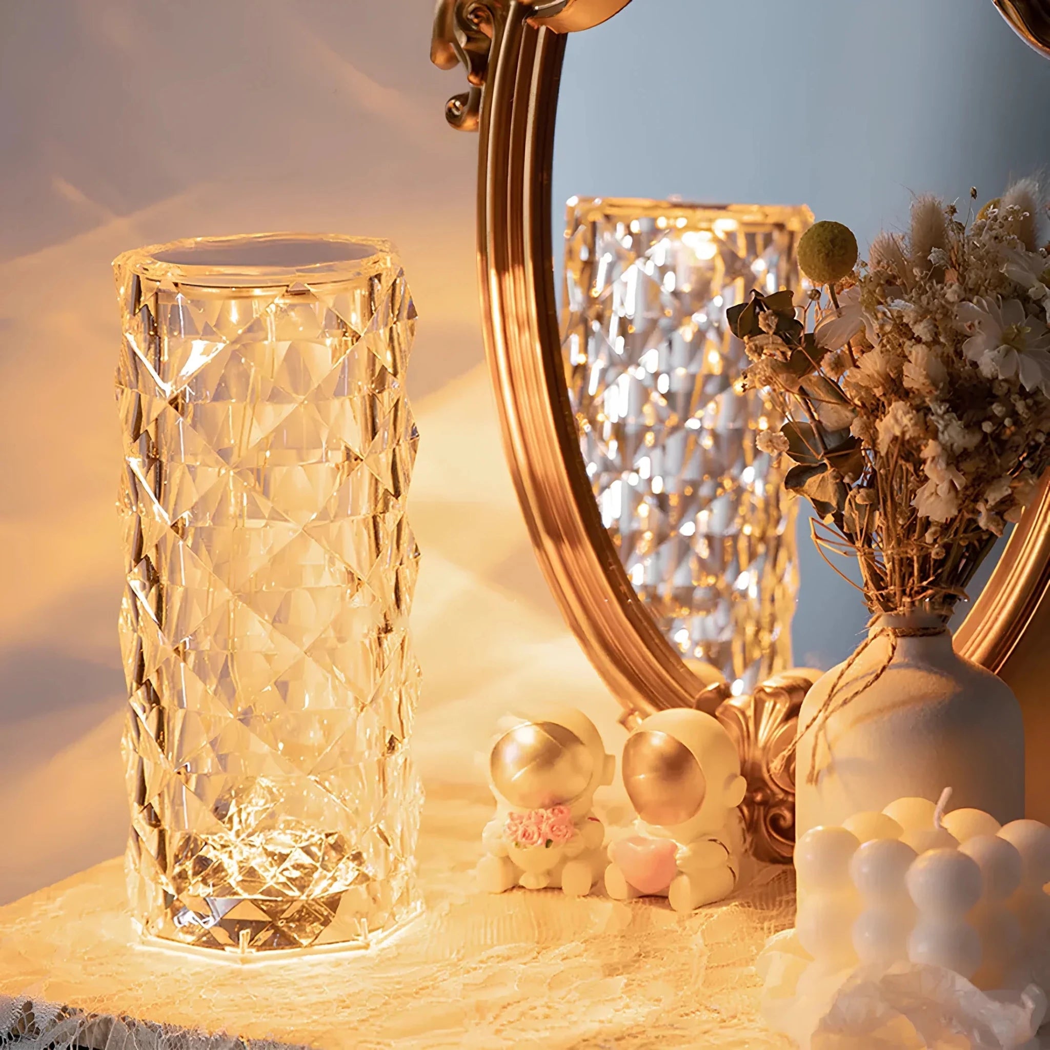 Decorative Crystal Rose Diamond LED Table Lamp - Table Lamp - Oaksoho