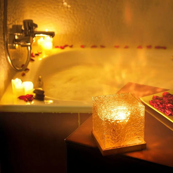 Decorative Cube LED Table Lamp Glass Ice Cube Design - Table Lamps - Oaksoho