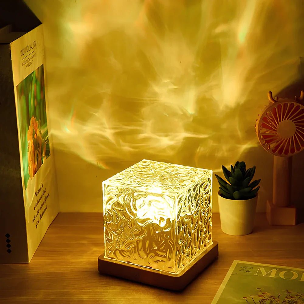 Decorative Cube LED Table Lamp Glass Ice Cube Design - Table Lamps - Oaksoho