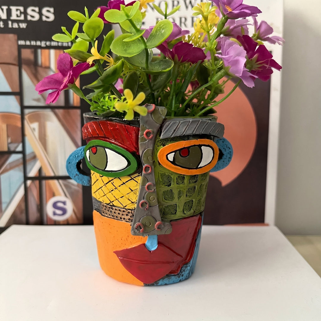 Decorative Flower Vase in Abstract Face Design - Vases - Oaksoho
