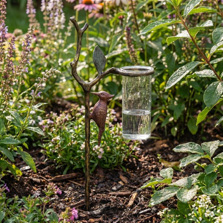 Decorative Garden Woodpecker Rain Gauge Stake - Rain Gage - Oaksoho