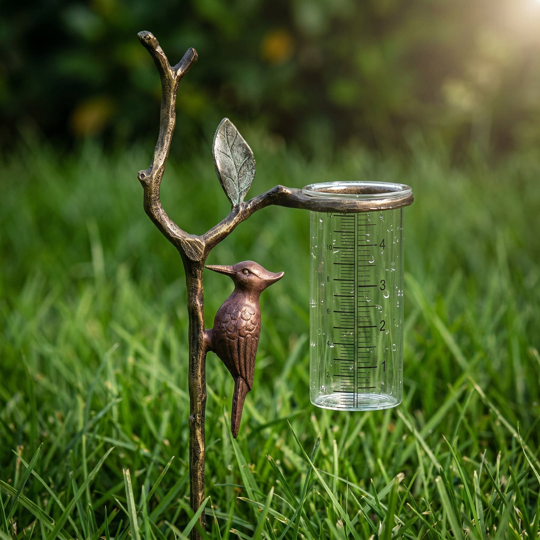 Decorative Garden Woodpecker Rain Gauge Stake - Rain Gage - Oaksoho