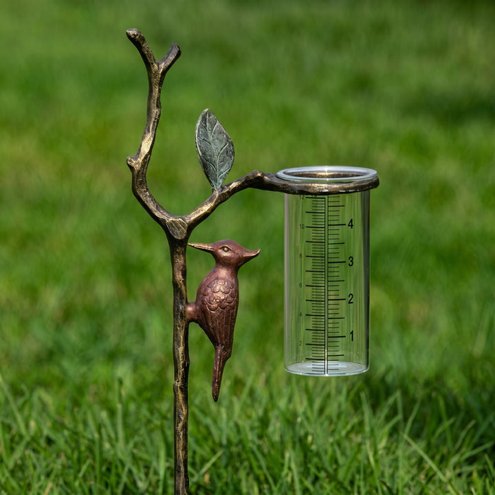 Decorative Garden Woodpecker Rain Gauge Stake - Rain Gage - Oaksoho