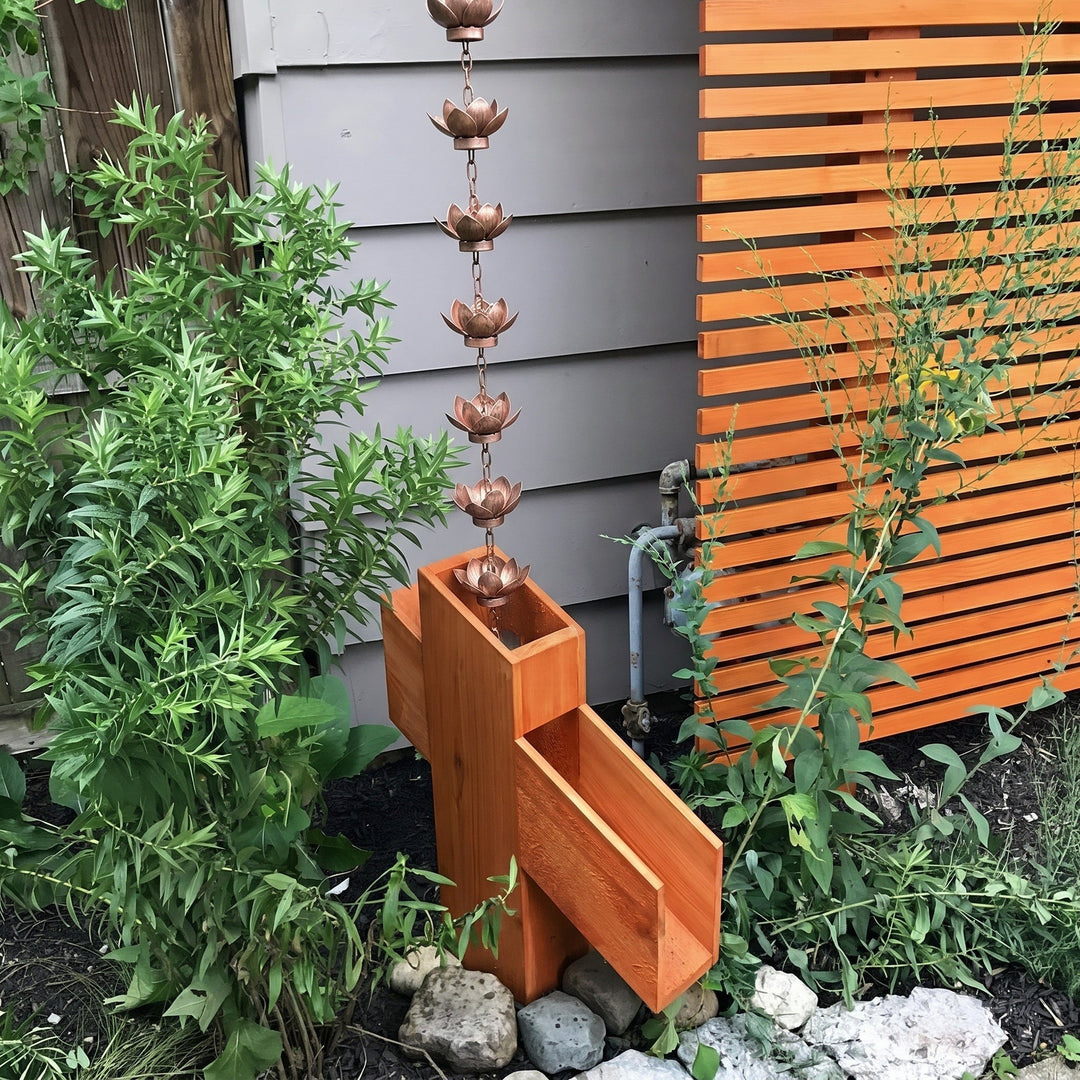 Decorative Rain Chain with Lotus Flower Cups - Rain Chain - Rose gold - Oaksoho