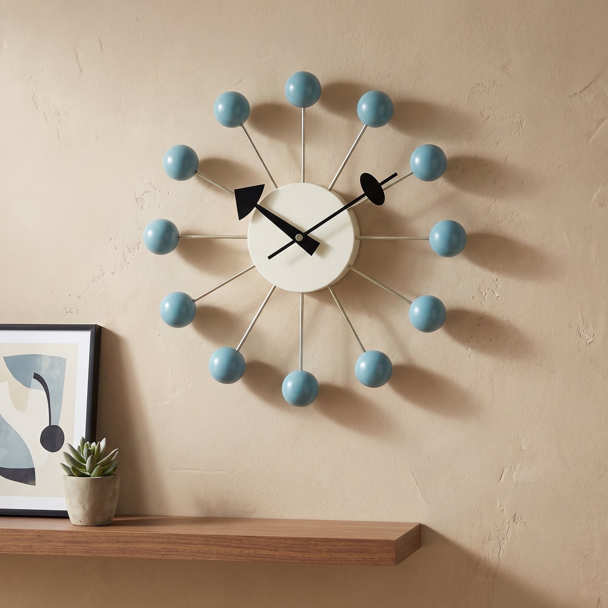Decorative retro ball wall clock in a spherical design - Wall Clock - Blue - Oaksoho