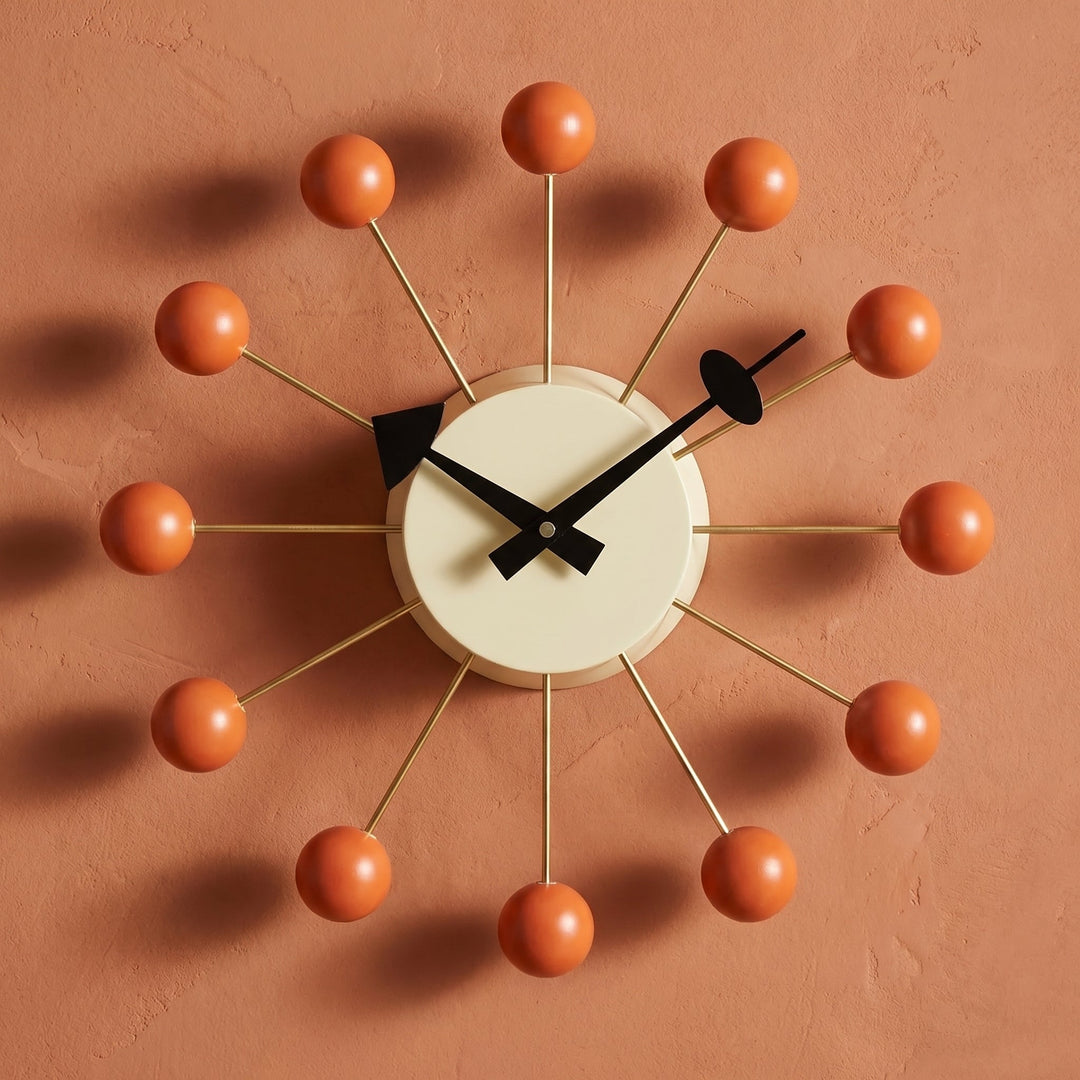 Decorative retro ball wall clock in a spherical design - Wall Clock - Orange - Oaksoho